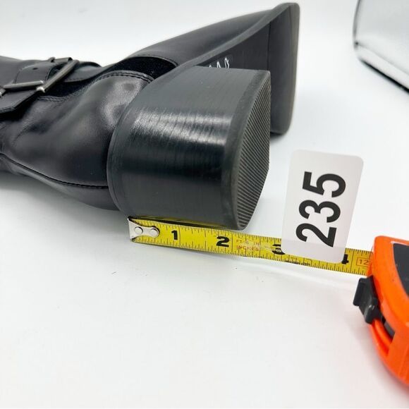 Aquatalia Womens 7.5 Black Leather Stretch Fabric Knee High Riding Boot 6.5 - Picture 11 of 14